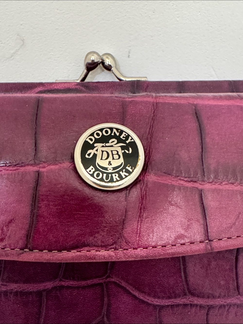 Vintage Dooney & Bourke Plum Croc-Embossed Wallet - Picture 10 of 10
